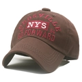 Cappellino da baseball marrone vintage con patch NYS rossa e ricamo 3D del 1984 - Regolabile / caffè