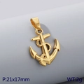 Colgante de ancla dorada pulida con cuerda, tamaño 21x17mm y peso 2g para joyería DIY - Solo Colgante / Dorado