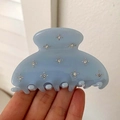 Pince à cheveux en acétate bleu clair avec strass en cristal et design dentelé - Style Zircone / Bleu