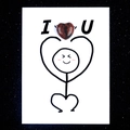 Creative healing card with heart-shaped red agate stone and I LOVE U doodle design - Mahogany Obsidian