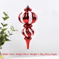 Red and white onion-shaped Christmas ornament with glitter stripes and glossy finish - Red White Glossy Gourd (10*25cm)