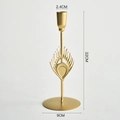 Nordic gold peacock feather candlestick 22cm metal holder for romantic dinner - Medium (22cm) / Gold