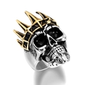 Gothic punk crown skull ring in silver and gold dual-tone polished stainless steel - US 13 / Style 4 Gold Plated Crown Skull