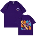 T-shirt violet foncé en coton avec imprimés graphiques Cool Dads Club sur le devant et le dos - XS / Violet (Style COOL DADS CLUB)