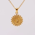 Minimalist 18K gold plated stainless steel necklace with round letter Q pendant - Q (With Chain)