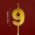 Sparkling gold number 9 birthday cake candle with elegant glitter finish, approx. 4.8cm - New Number Candle 9