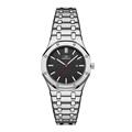 Men's quartz watch with black checkered dial and octagonal silver steel case - Silver Band Black Dial Women