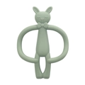 Pale green silicone baby teether shaped like a cute cartoon rabbit with easy-grip handles - Bunny-Grey Green