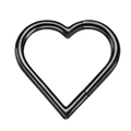 Minimalist 316L stainless steel heart-shaped piercing ring in polished black finish - 1.2*8mm / Black Heart