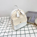 Mini zaino bianco con stampa floreale in pelle martellata e dettagli gialli - Bianco