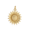 Golden sunflower pendant in polished metal finish with detailed floral petal engraving - 22-Sunflower Charm