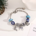 Silver snake chain bracelet with blue glass beads and celestial star moon charms - Dreamcatcher Star Moon Silver Blue (Style 16) / 21cm