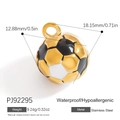 Colgante de balón de fútbol en acero inoxidable con acabado de esmalte blanco y negro - Balón de Fútbol Dorado (PJ92295)