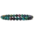 Colorful natural stone bead bracelet with tiger eye effect and glossy polished finish - Colorful Tiger Eye