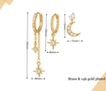 Details von 14k vergoldetem Messing-Ohrring-Set mit Sonnen- und Mondmotiven und Zirkon - Gold
