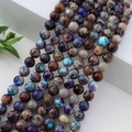 Perles en pierre impériale bleu foncé, violet et marron pour fabrication de bijoux - Pierre d'Empereur Violette Multicolore
