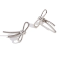 Elegant silver bow knot stud earrings in high-polished metal with minimalist design - Linear Bowknot (E7874) / Steel