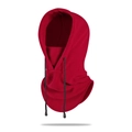 Red thermal fleece balaclava with adjustable black drawstring for winter sports - One Size / Red