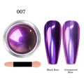 Macro detail of purple chameleon nail chrome powder effect on black and clear base - Optical Chrome Powder GX07 (Metallic Purple)