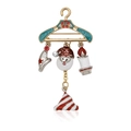 Broche de Noël en forme de cintre doré avec émail vert et pendentifs du Père Noël - C1758-4-Ensemble de pendentifs de cintre D