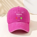 Magenta gewaschene Baumwoll-Basecap mit Jesus-Calling-Druck und Telefon-Icons - Einheitsgröße / Rosarot