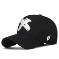 Casquette de baseball en coton noir avec broderie X blanche et logo latéral chic - Réglable / Noir avec broderie blanche