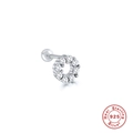 S925 sterling silver screw back stud earring featuring sparkling round crystal pavé - Platinum Ring Clear Stone