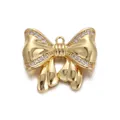 Exquisite 18K gold butterfly bow pendant with pavé set crystals on a polished surface - Gold Full Zircon Bow Jewelry Accessory(YSN008-07)