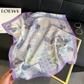 Elegant purple border square silk scarf with vintage blue floral patterns on leather - New Silk Scarf/small Square Scarf 12 / 65