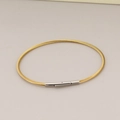 Bracciale a cavo in acciaio dorato minimalista con chiusura in argento lucido e spirale - Corda d'Oro Chiusura Argento