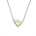 Collana con ciondolo a cuore in acciaio inox argento con lettera C e catena snake - Lettera C (S143S-C)