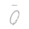 Minimalistischer S925 Sterling Silber Eternity Ring mit funkelnden Zirkonia-Steinen - US Größe 5 / Weiß