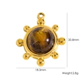 Pendentif vintage en œil de tigre doré, motif soleil, taille 20,8mm et poids 2,8g - Pendentif en Forme de Gouvernail - Oeil de Tigre Jaune