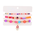 Set de tres tobilleras de cuentas de colores con ojo turco y colgante mano de fátima - Multicolor A-468 (KC Gold)
