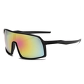 Gafas de ciclismo deportivas con montura negra mate y cristales de espejo arcoíris - Montura Negra Lentes Multicolor