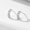 Elegant s925 silver hexagonal zircon stud earrings with minimalist honeycomb design - 925 Silver / White