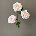 Artificial 3-head diamond rose bouquet in soft light pink for wedding floral decoration - Light Champagne