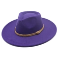 Dettaglio di un cappello di lana viola con una fascia decorativa in corda intrecciata - M (56-58cm) / Viola