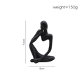 Modern minimalist abstract thinker sculpture in matte black resin finish, 13cm height - Mini Black - Left Thinking