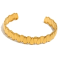 Brazalete abierto de acero inoxidable chapado en oro de 18K con diseño de ondas gota - Brazalete de Gota de Agua - Dorado
