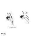 Silver stainless steel angel wing earrings in abstract hollow design 20x8mm weight 2g - Cut-out Angel Wings / Steel Color (KLJ564-Z)