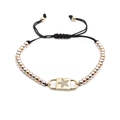Pulsera trenzada con cuentas de oro, oro rosa y plata y un dije de estrella brillante - Estrella de Color Mixto