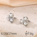 Silver lily of the valley earrings with white pearls on a natural stone base - Lily Cluster Silver (KE115105-SP)