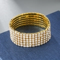 Luxurious six-row elastic rhinestone bracelet with gold finish for wedding and party wear - 6 Rows / Gold