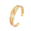 Golden stainless steel cuff bracelet featuring a detailed Celtic witch knot cutout pattern - Gold