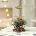Golden snowflake metal candle holder with pine cones and red berries, 15cm height decoration - Hollow Snowflake Single Candle Holder