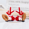 Christmas hair clips featuring red antlers and white bear plush with soft pom-poms - 33# Red Antler Clip with Polar Bear