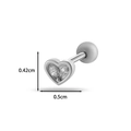Silver heart cartilage stud earring with clear zircon inlay and 0.5cm width dimension - 2# White Heart (Silver)