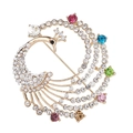 Exquisite gold alloy peacock brooch featuring vibrant multi-colored crystal rhinestones - Multicolor Rhinestone Peacock Style - White (LX-5563 White 4070825-1)