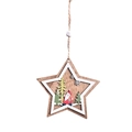 Ornement de Noël en bois en forme d'étoile avec motif Père Noël découpé au laser - Étoile Père Noël